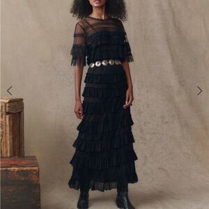 THE GREAT. Winter Mesh Flounce Skirt